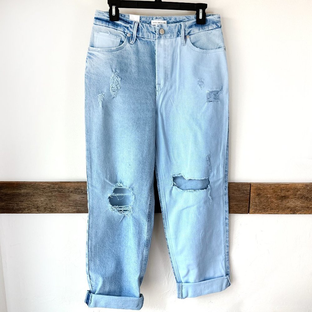 Good American Jeans NEW‎ Distressed Light Blue 6 High Rise
